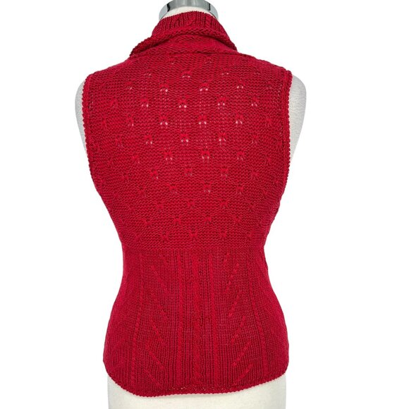 BCBG Nordstrom Vintage Sleeveless Knit Cowl Neck Sweater Red Size Medium - Picture 5 of 8